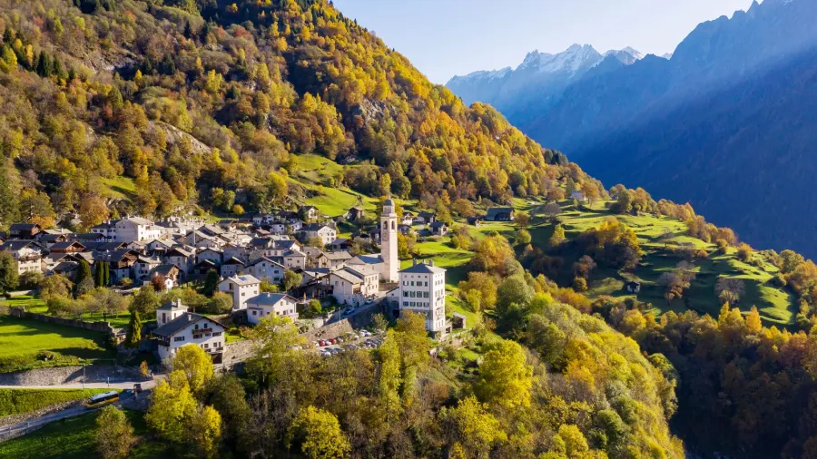 soglio  bregaglia valley  switzerland  aerial view