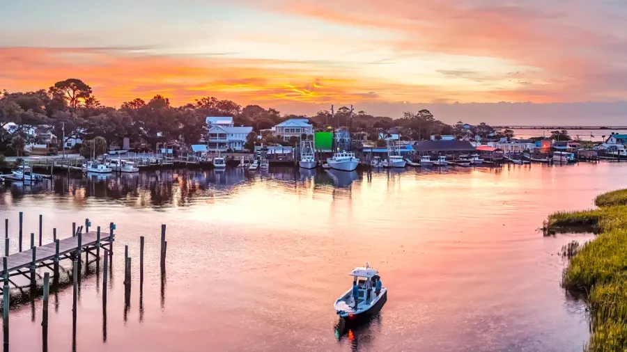 southport north carolina seaport sunrise morning