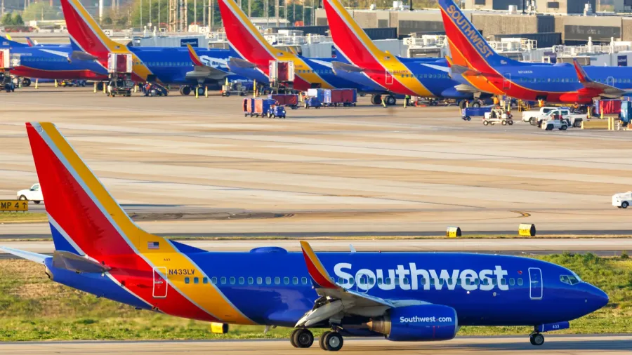 Southwest Airlines Boeing 737-700 airplanes at Atlanta Airport.