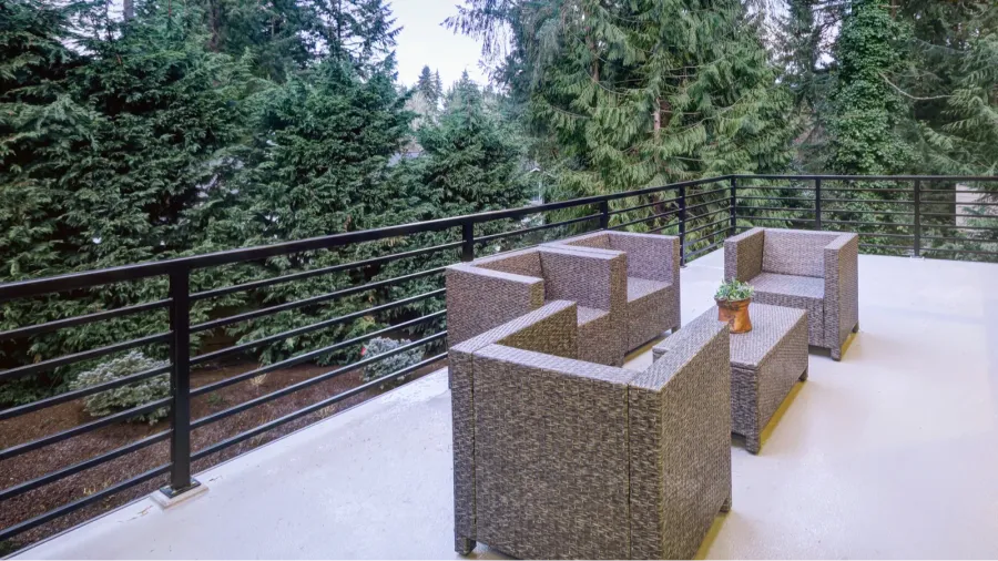 spacious deck of luxurious new construction home