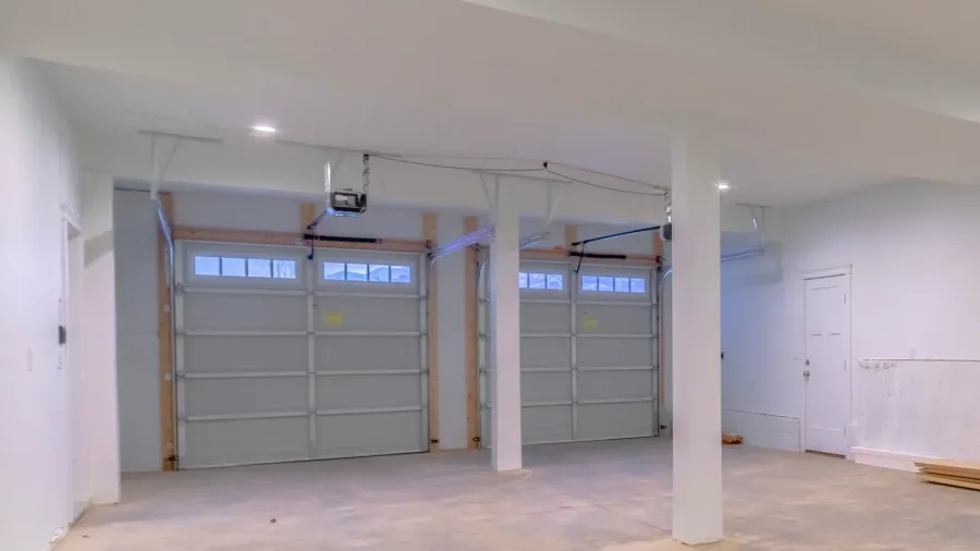 square large white clean empty garage for cars