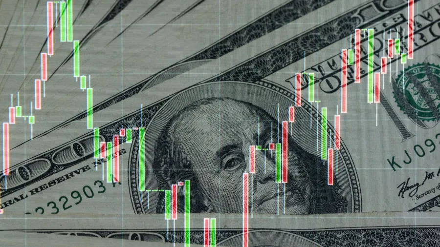 stock quotes graphs and american dollar bill