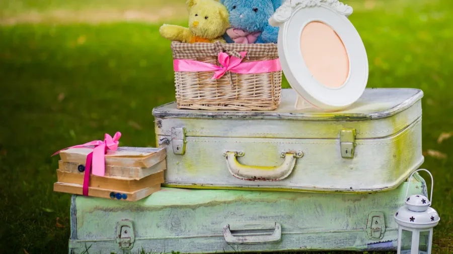 street decorations for a childrens party retro suitcase with flowers
