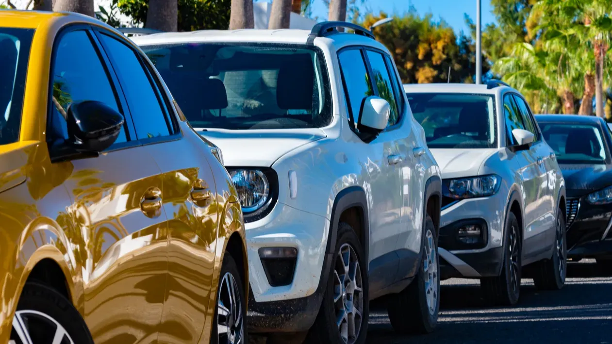 street parking in costa calma touristic resort fuerteventura driving cars