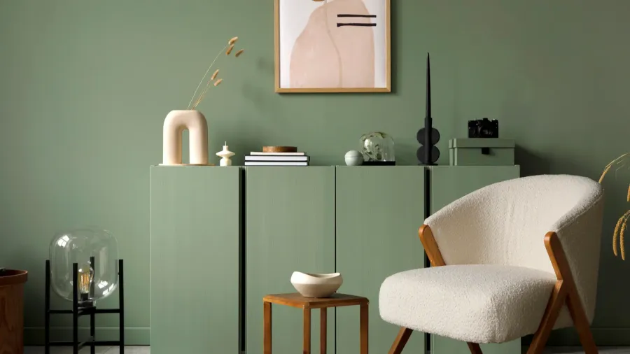 stylish living room interior design with mock up poster frame
