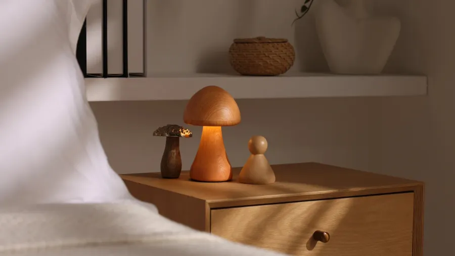 stylish living room interior with bed bedside table and night