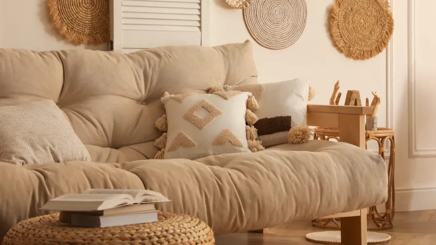 stylish living room interior with comfortable sofa
