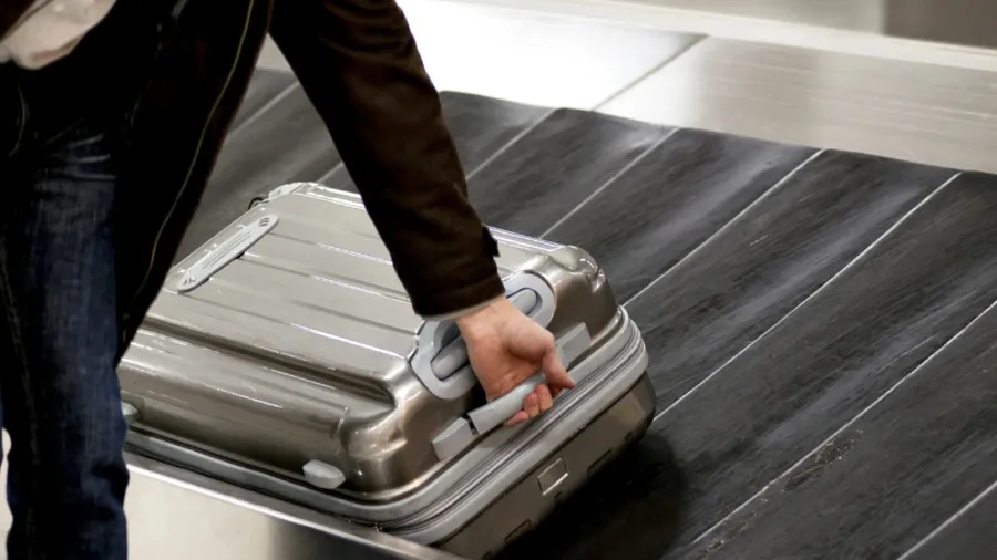 suitcase on conveyor belt