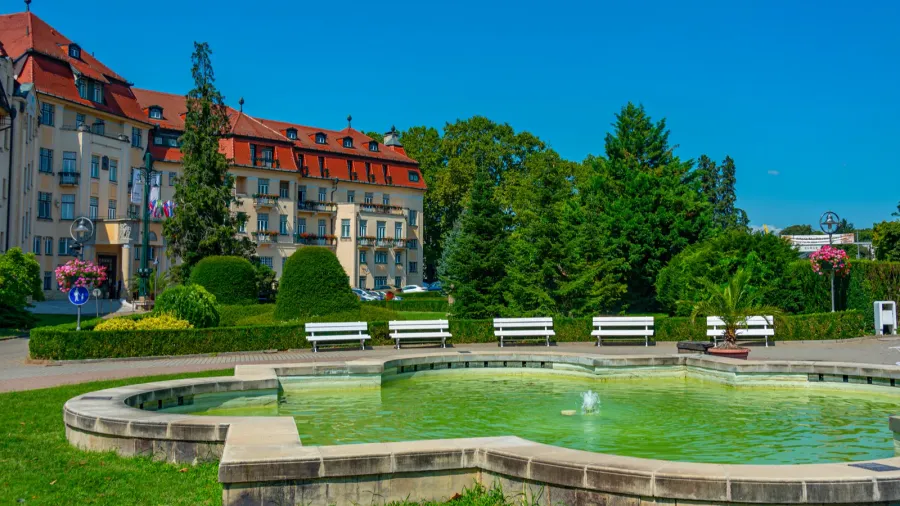 summer day at piestany spa in slovakiaimage