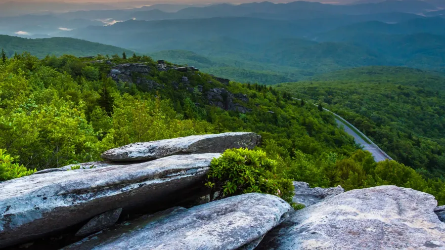 sunrise from rough ridge near the blue ridge parkway in