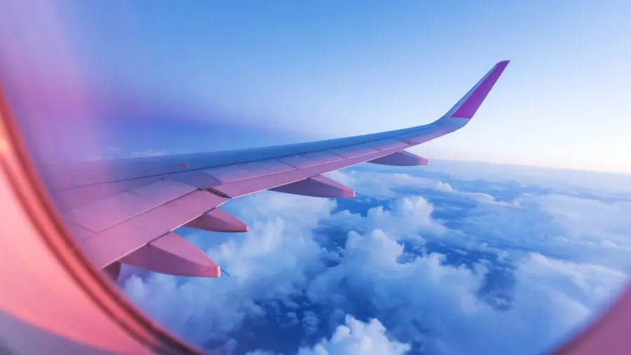 sunset sky from the airplane window