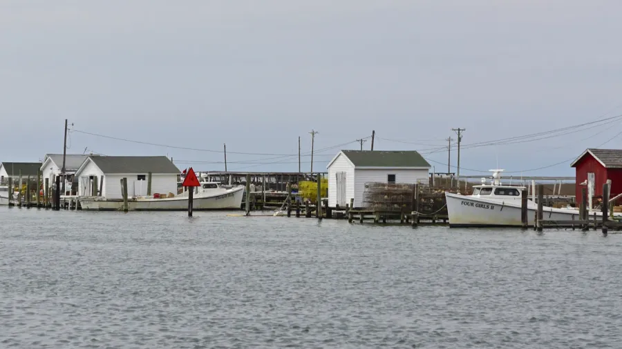 tangier is chesapeake bay va usa fishing shacks and boats