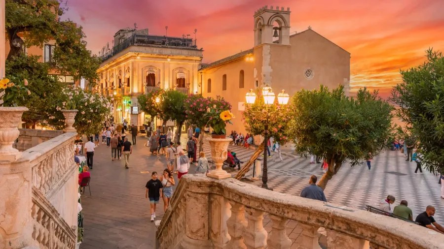 taormina italy  september 22 2022 taormina central square sicily