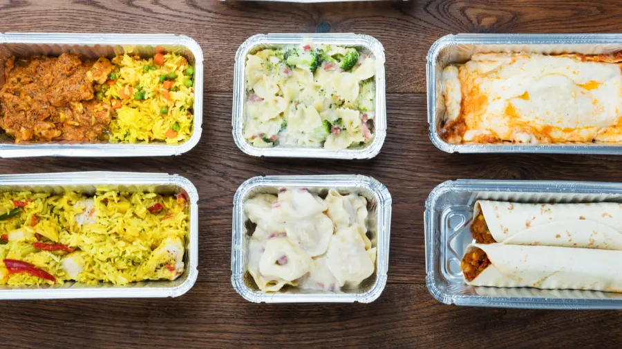 tasty meals in foil containers