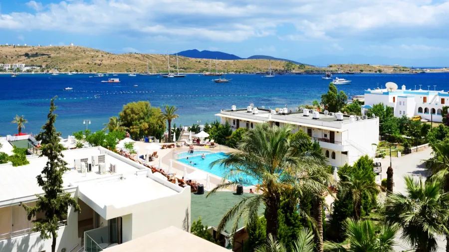 the beach on aegean turkish resort bodrum turkey