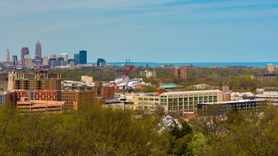 the downtown cleveland skyline lake erie and the cultural and