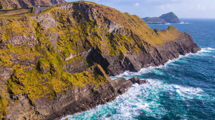 the kerry cliffs in ireland  amazing sunset view