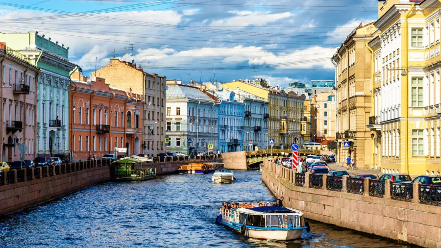 the moyka river embankment in saint petersburg  russia