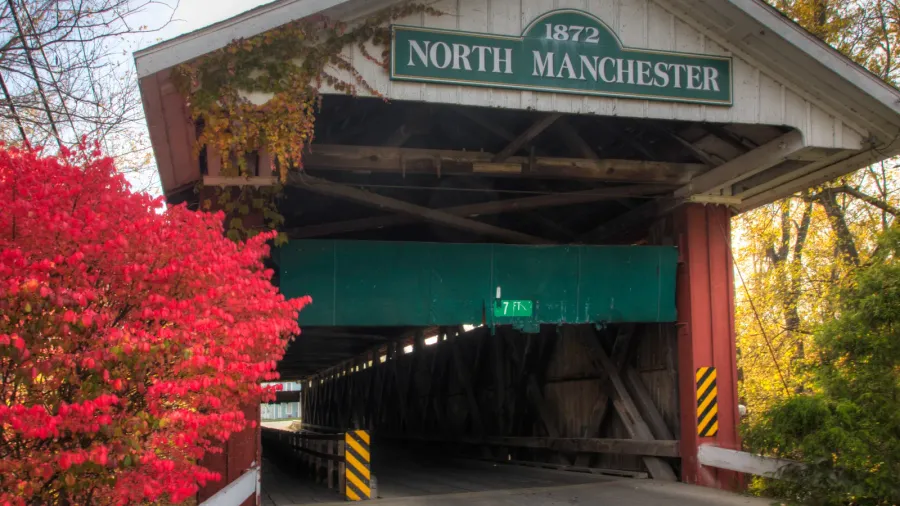 the north manchester covered bridge in indiana united states