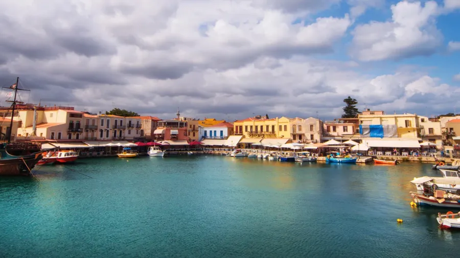 the old venetian port in rethymno crete island greece