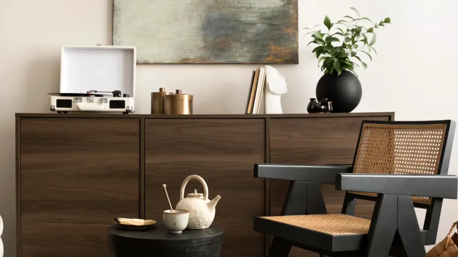 the stylish compostion at living room interior with mock up