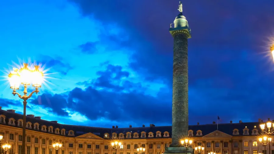 the vendome column  the place vendome at night paris