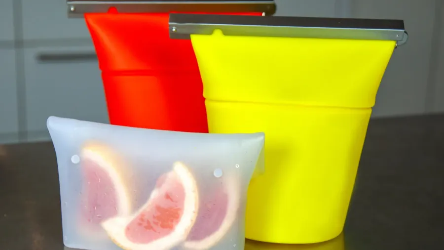 three zerowaste foodgrade silicone food bags to hold snacks or