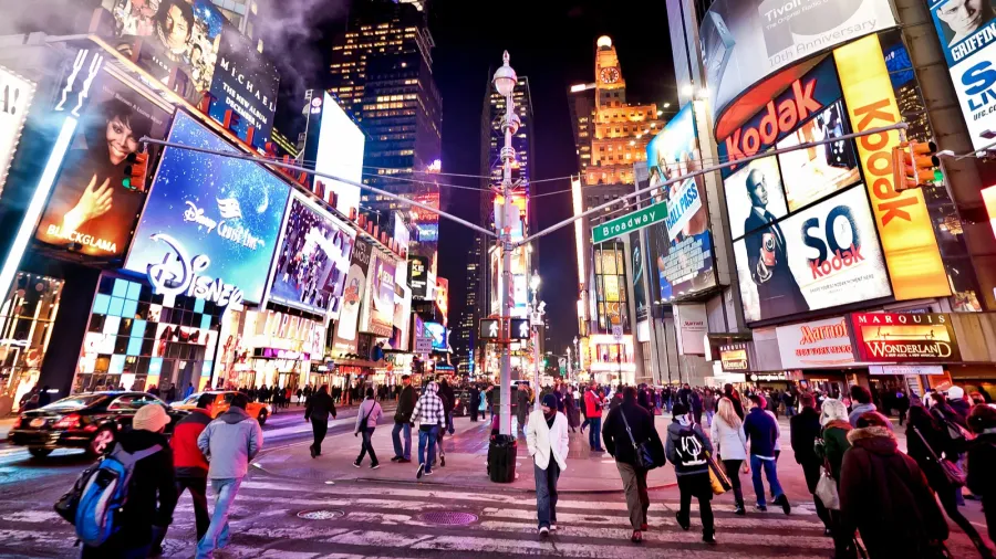 times square  featured with broadway theaters in new york