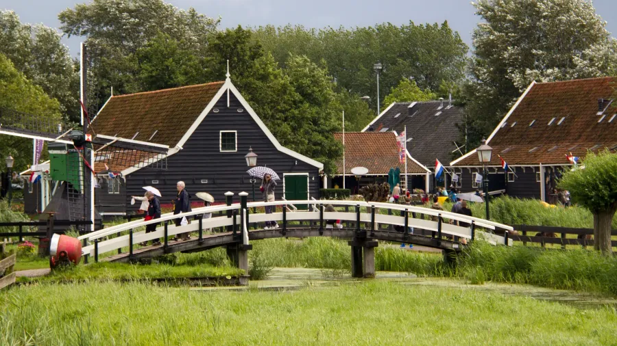 tourists at zaanse schans in holland