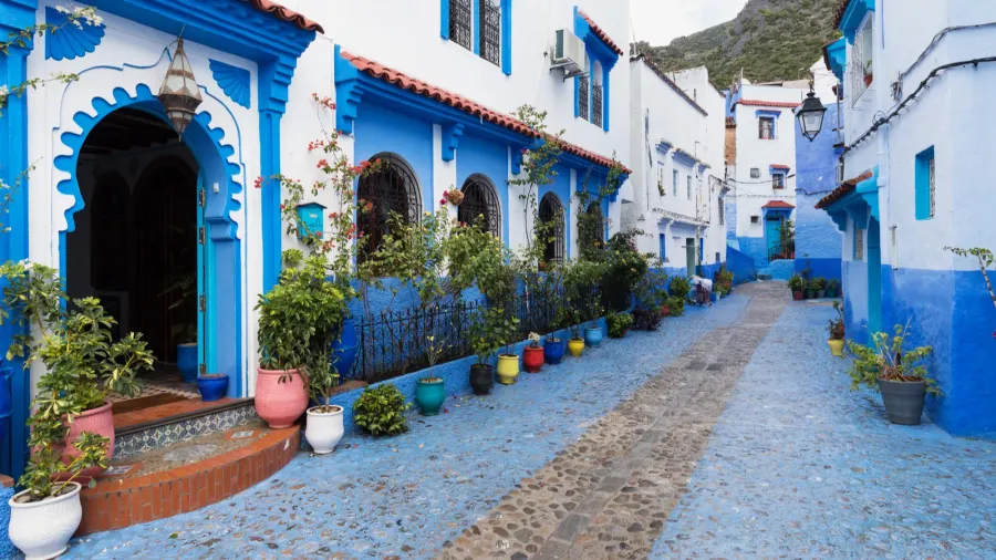 traditional and typical moroccan architectural details in chefchaouen morocco africa
