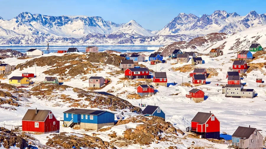 traditional wooden houses in kulusuk village east greenland
