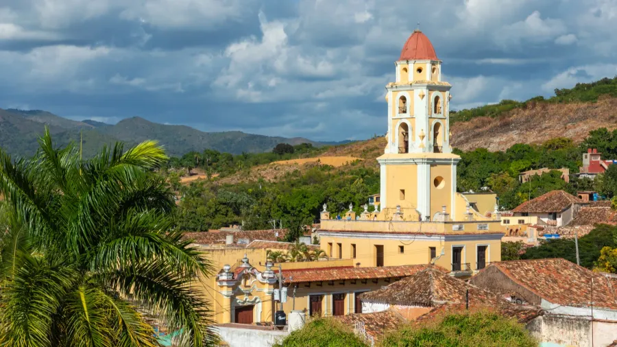 trinidad panoramic skyline with mountains and colonial houses
