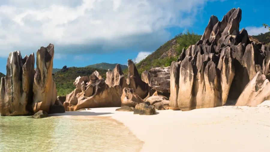 tropical beach at curieuse island seychelles