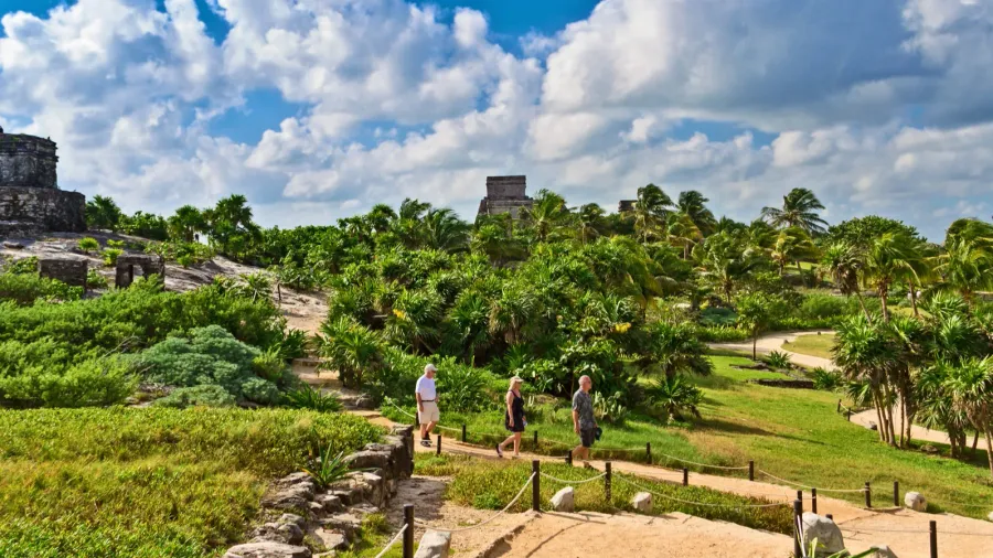 tulum mexico  amazing view of mayan ruins yucatan peninsula