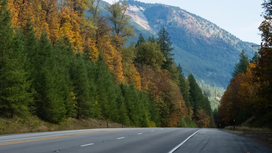 us route 2 highway in autumn part ot cascade loop