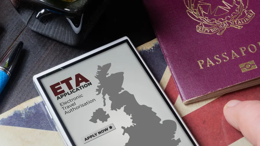 uk electronic travel authorisation concept man apply for eta