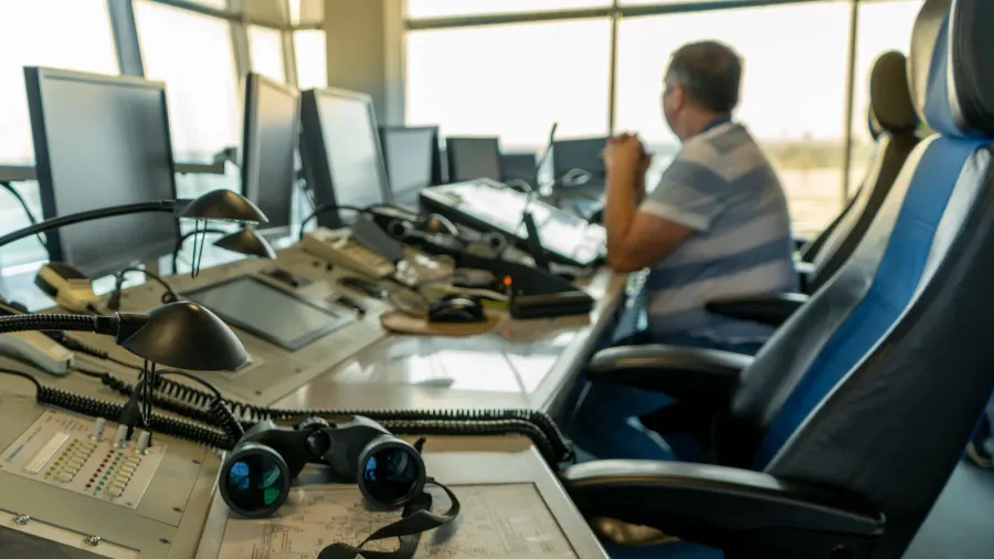 ukraine kyiv  october 10 2020 air traffic controller workplace