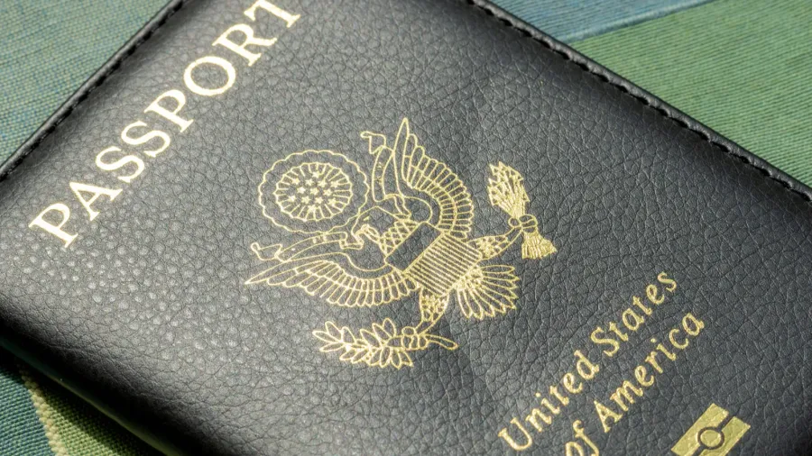 united states of america usa passport cover laying on a