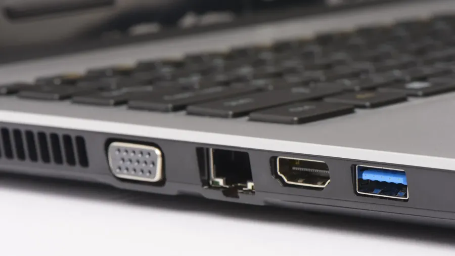 usb 30 lan and graphic ports of laptop computer