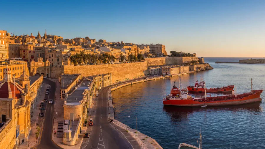 valletta malta  skyline view of valletta and the grand