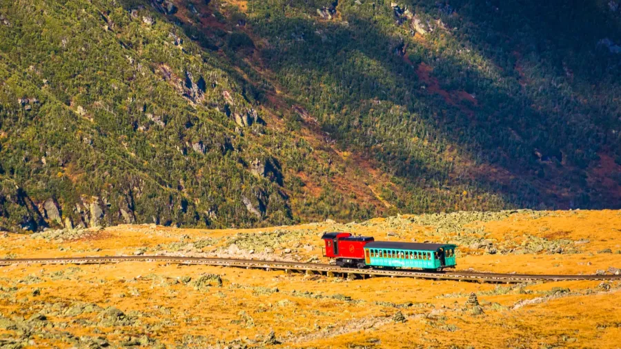 view of a train on the mount washington cog railway