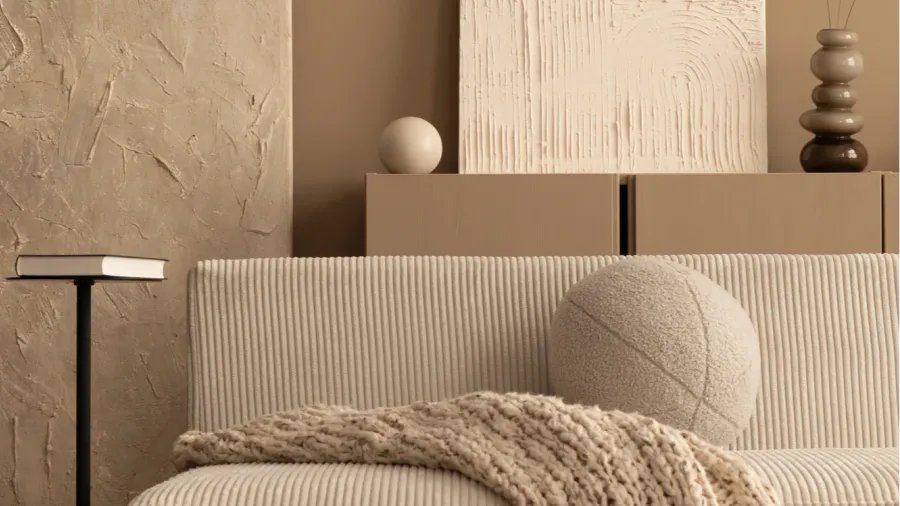 warm and cozy living room interior with mock up poster