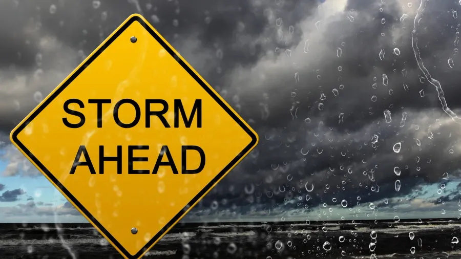 warning sign of bad weather ahead