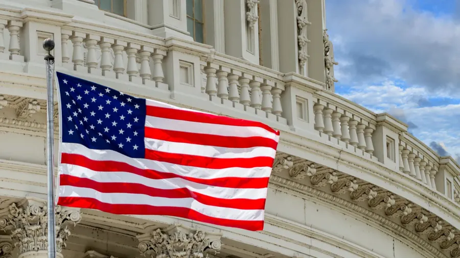 Capitol detail, Washington DC, cloudy sky