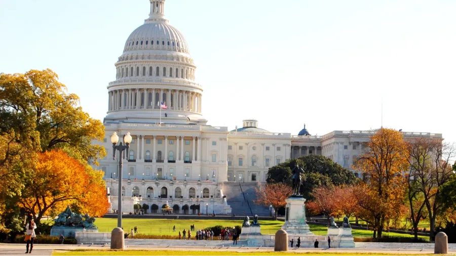 washington dc capitol in the fall season  usa