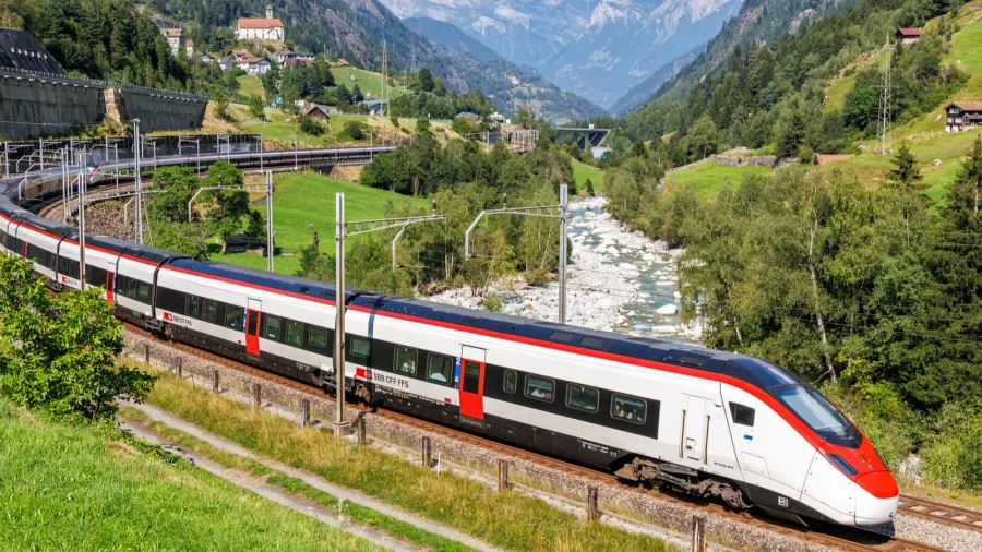 wassen switzerland  august 28 2024 passenger train type stadler