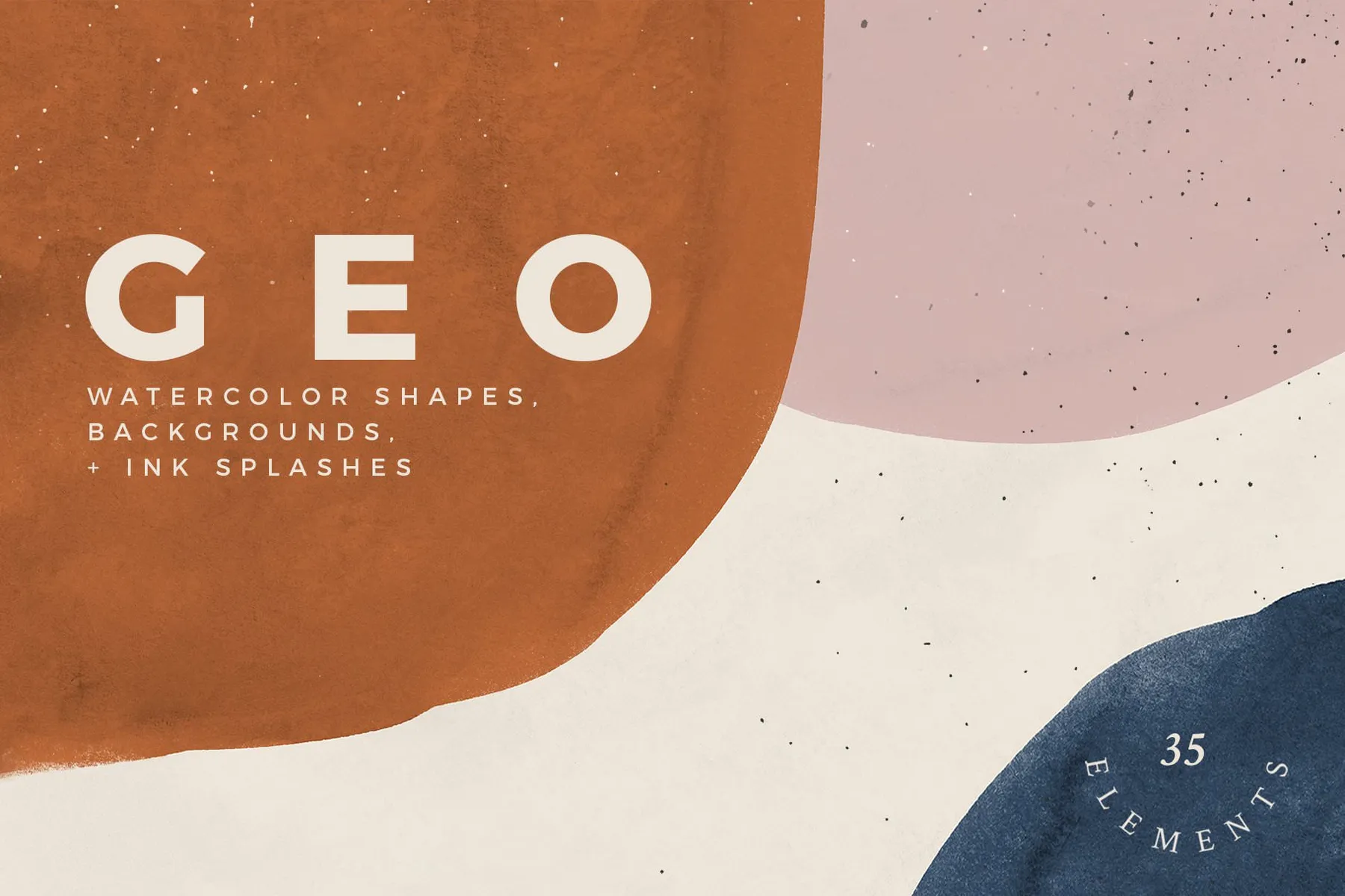 Abstract watercolor shapes for backgrounds.