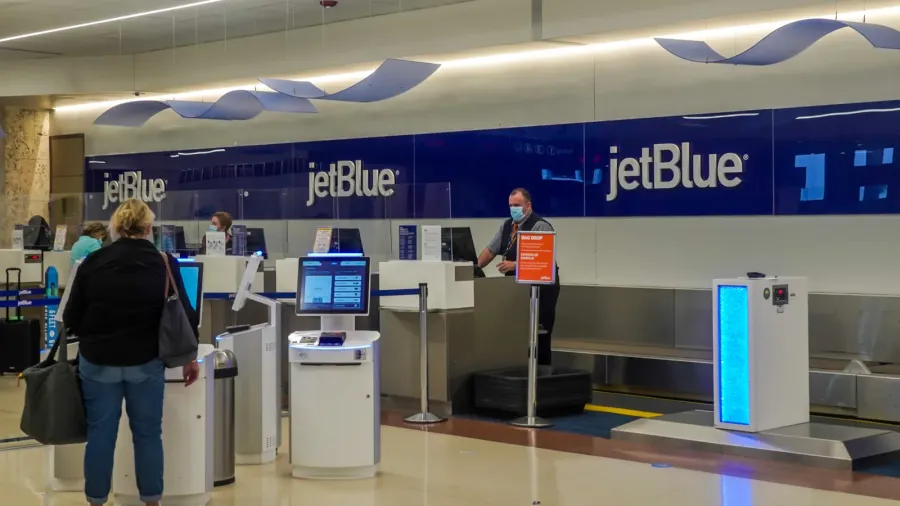 west palm beach florida  june 2 2021 jetblue counter