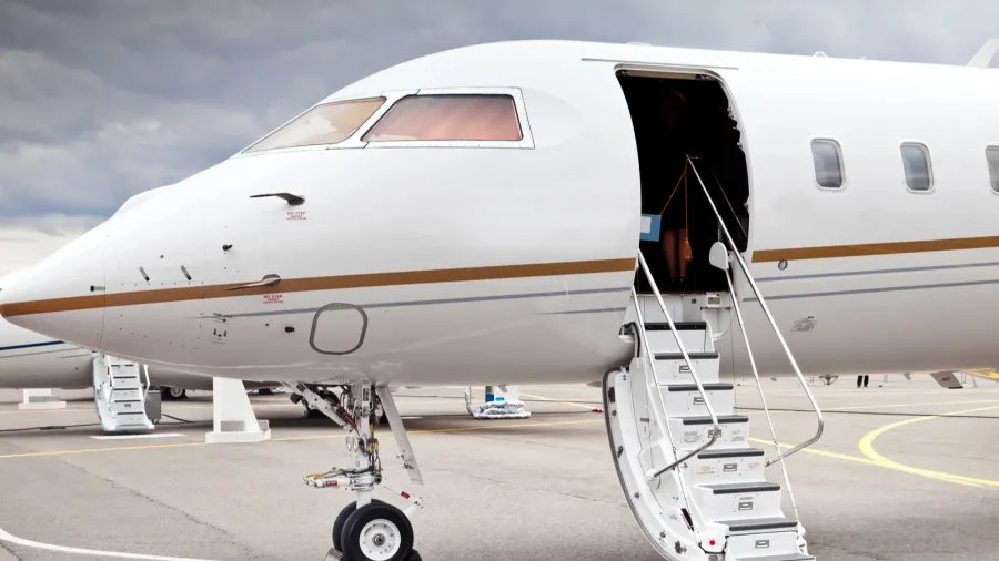 white private business jet