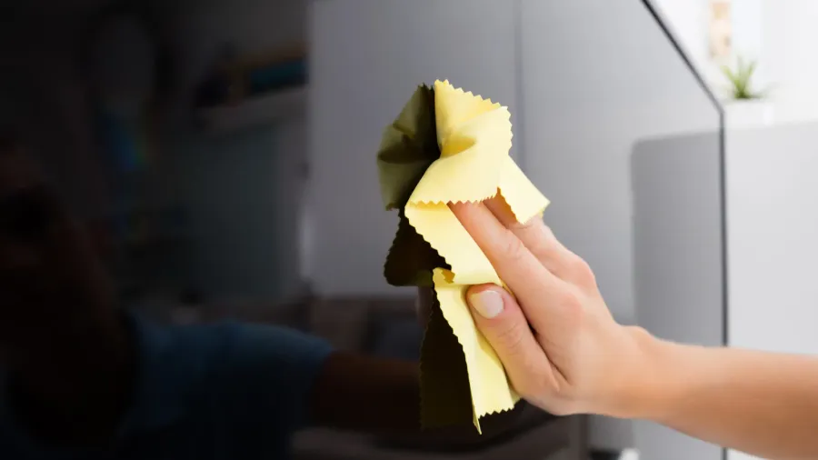 woman using cloth